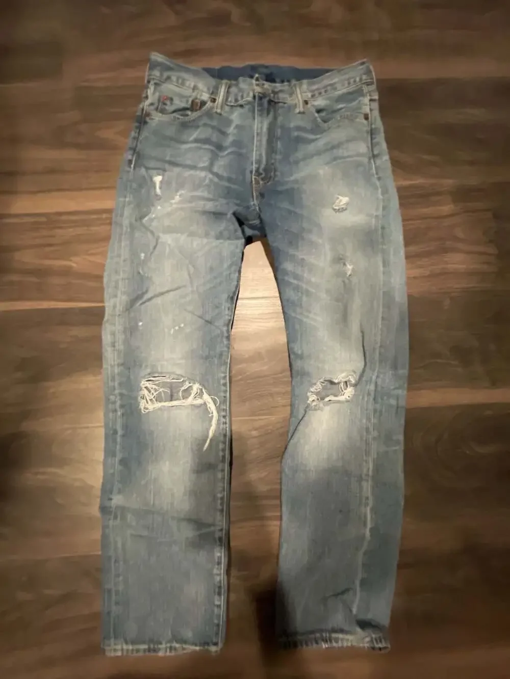 Levi's 513 Slim Straight Leg Light Wash Distressed Men's Jeans Size 30x30